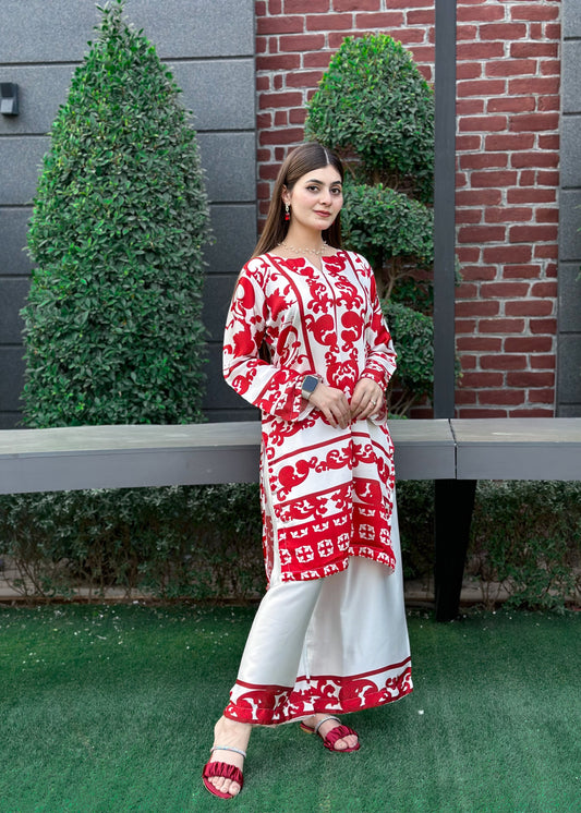 Elegant Malai Satin Co-ord Set D6109