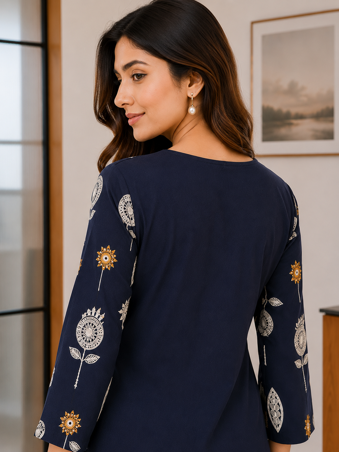 Navy Blue Statement Floral Co-Ord Set D6365