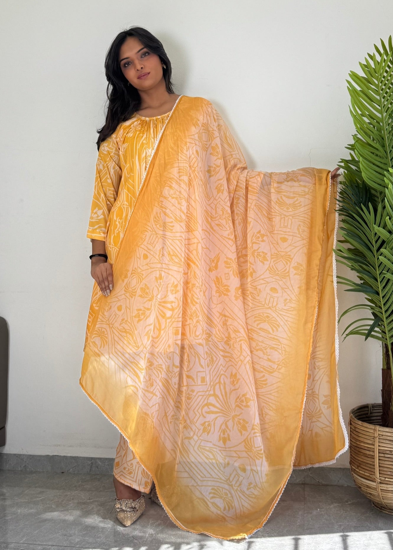 Floral Printed Purple Suit Set with Dupatta – Stylish & Comfortable D6174