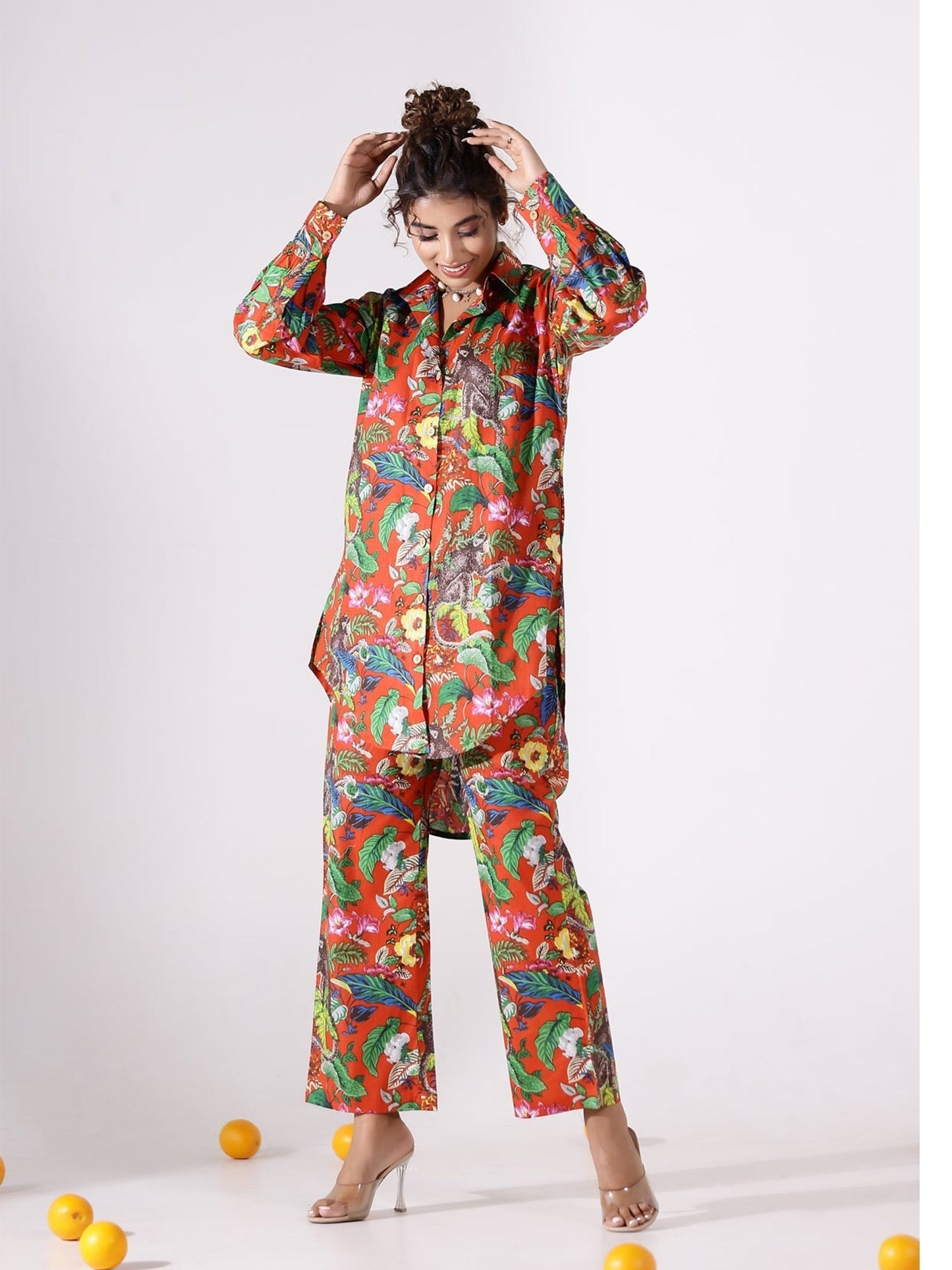 The Flowerbed Cotton Coord Set D6014 - kharidari