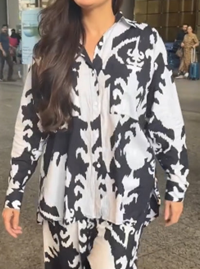 Trendy Dia Mirza Style Black and white Co-ord Set VT-01187 - kharidari