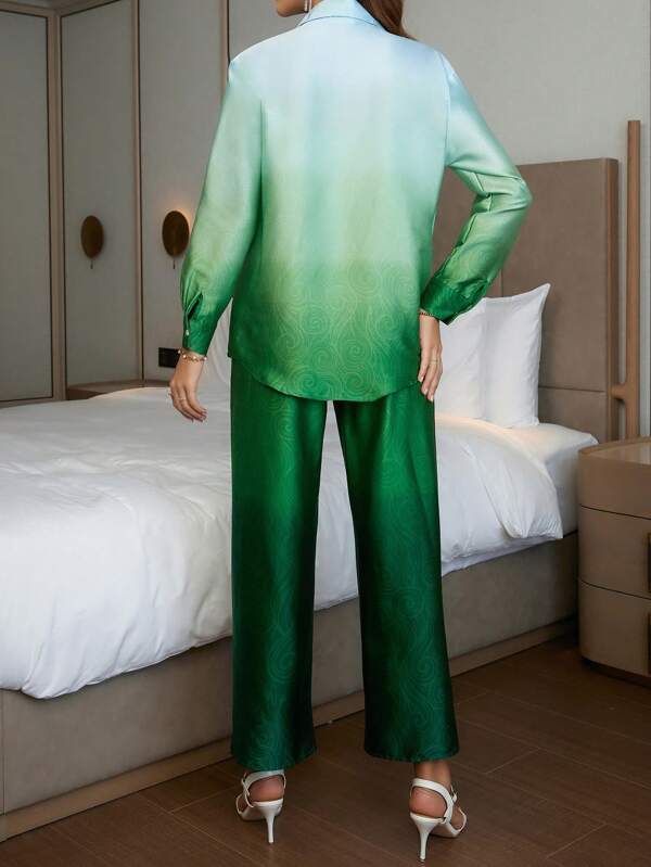 Beautiful Green Color Shirt & Pant back pose