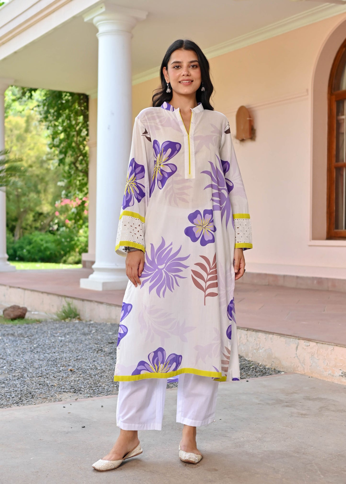 Beautiful Textured flower print kurti set D6114