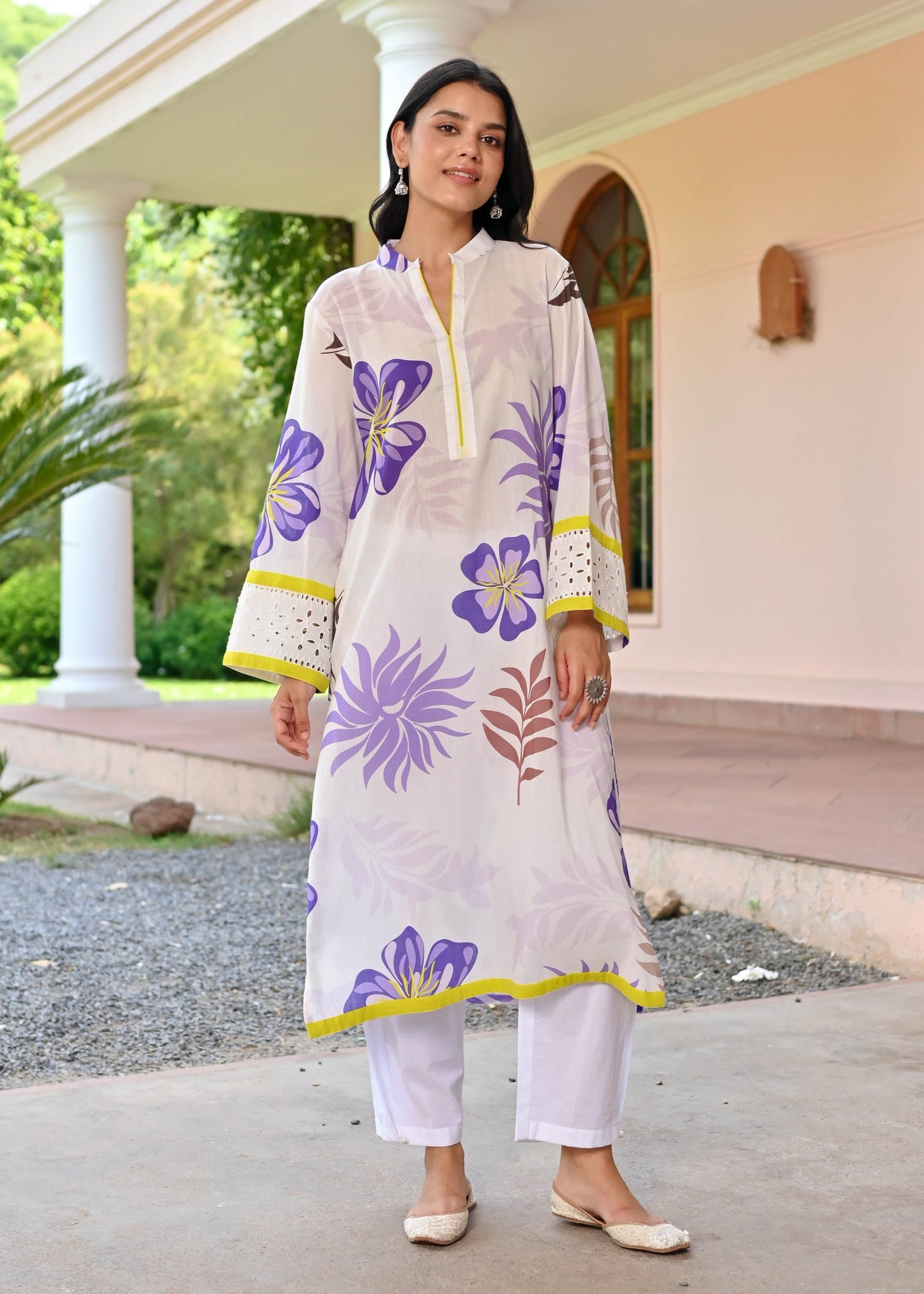 Beautiful Textured flower print kurti set D6114