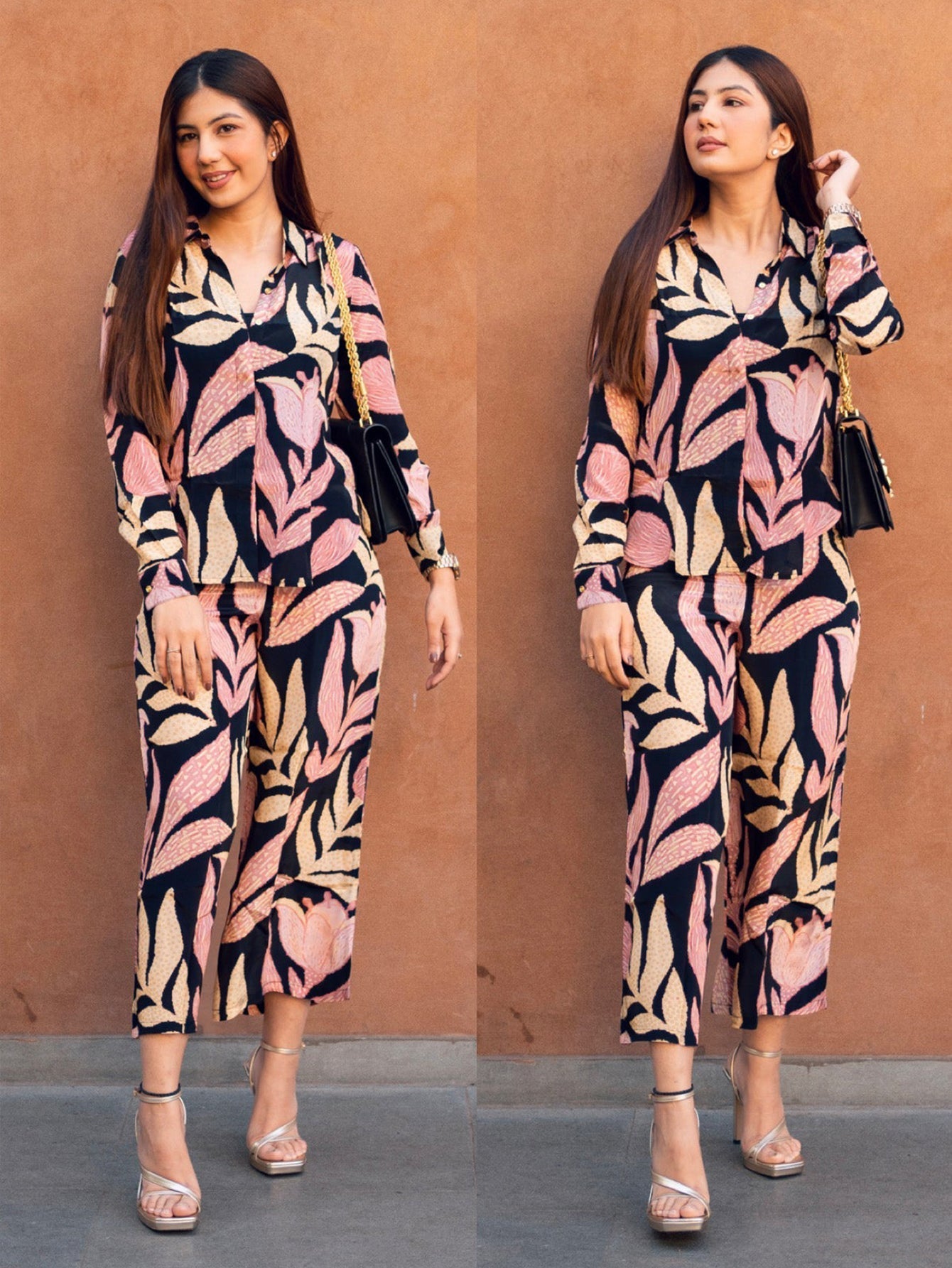 Black Floral Printed Co-ord Set VT-01172 - kharidari