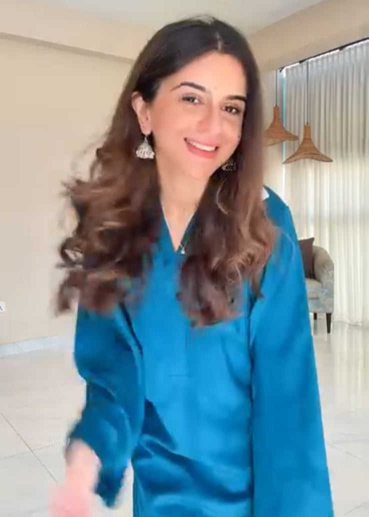 Elegant Blue Malai Satin Co-ord Suit Set for Women D6280