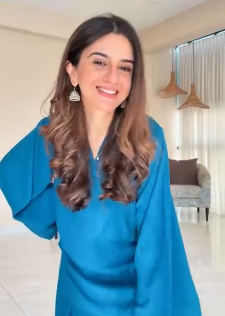 Elegant Blue Malai Satin Co-ord Suit Set for Women D6280