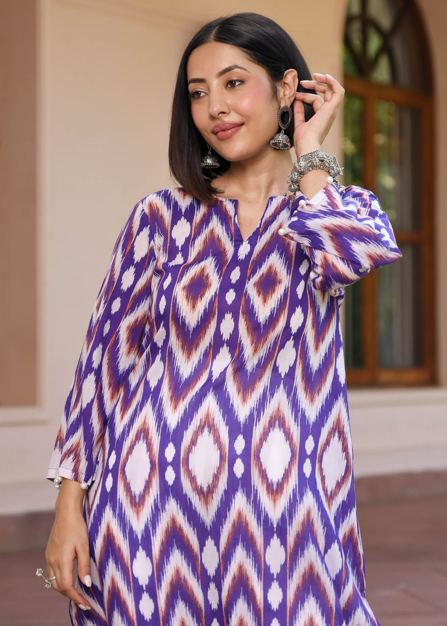 Elegant Ikkat Print Kurta Set D6116