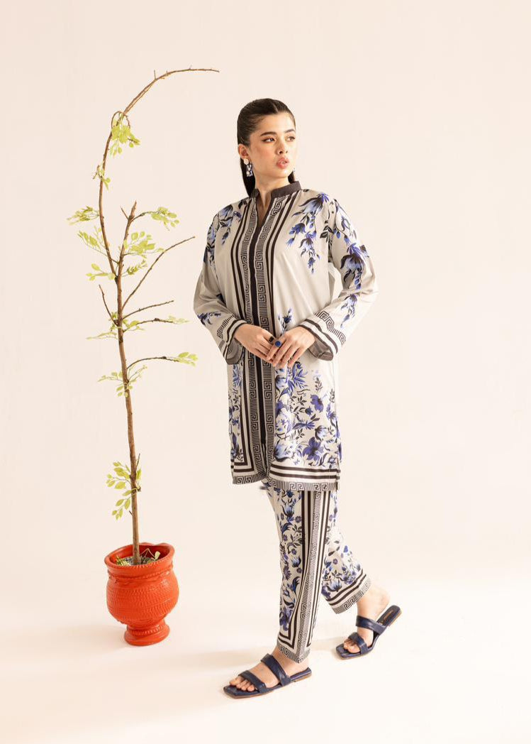 Elegant Malai Satin Printed Co-ord set D6110