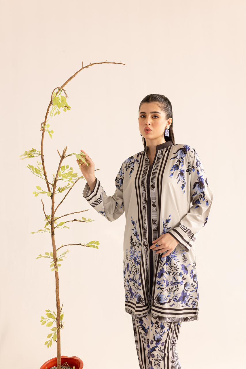 Elegant Malai Satin Printed Co-ord set D6110