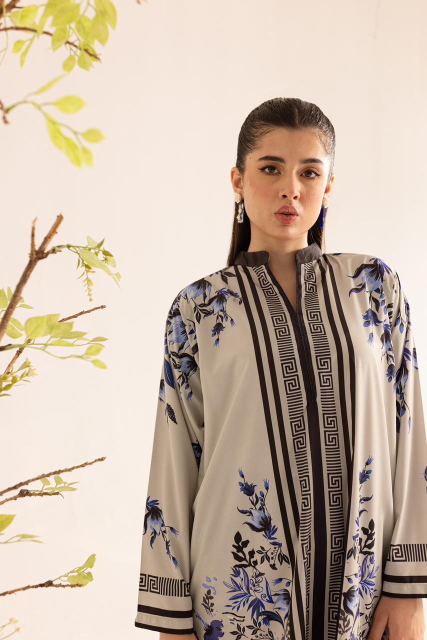 Elegant Malai Satin Printed Co-ord set D6110