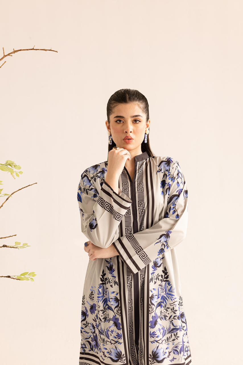 Elegant Malai Satin Printed Co-ord set D6110