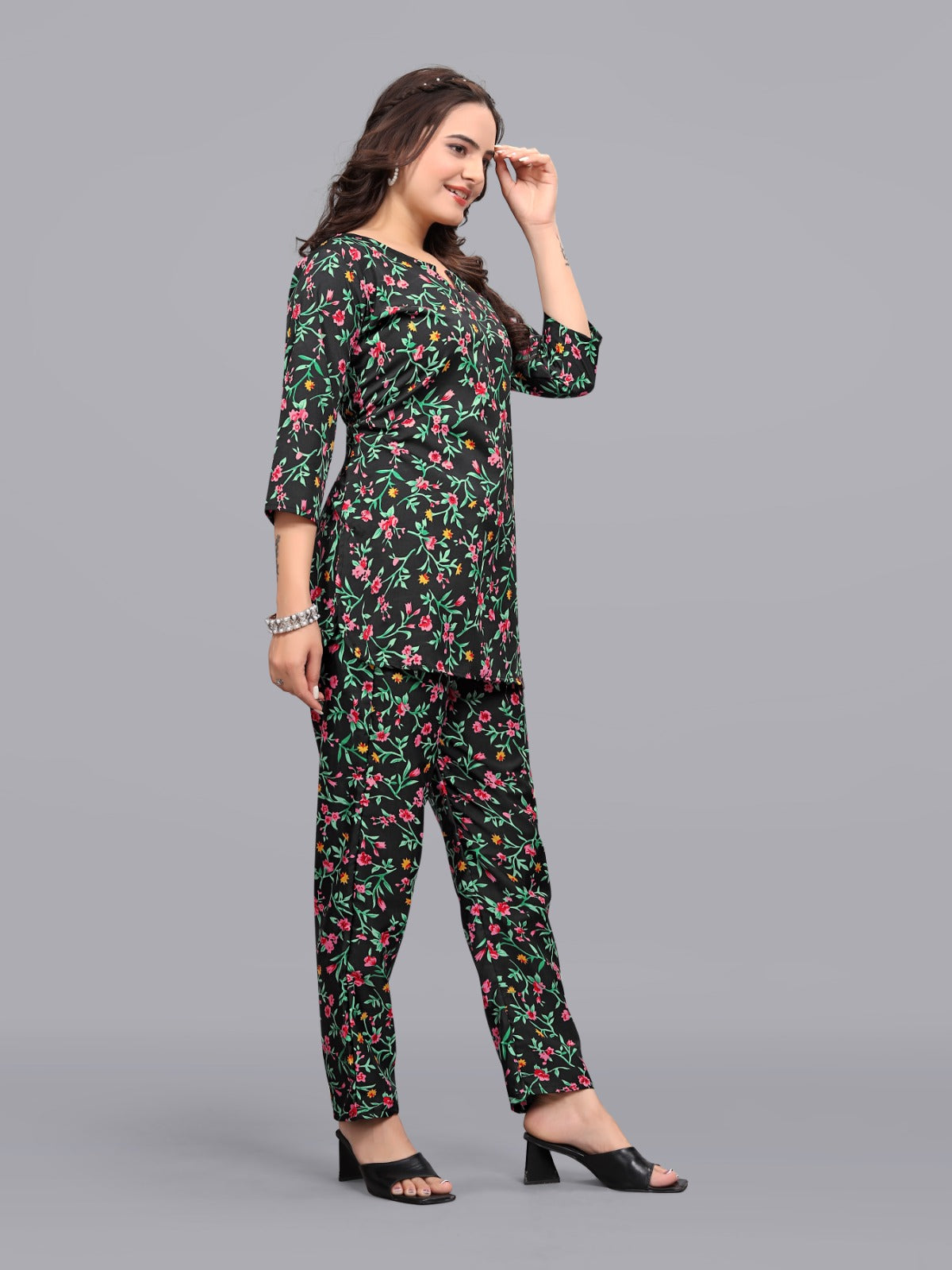 Flower Printed Attractive Co-ord D01198