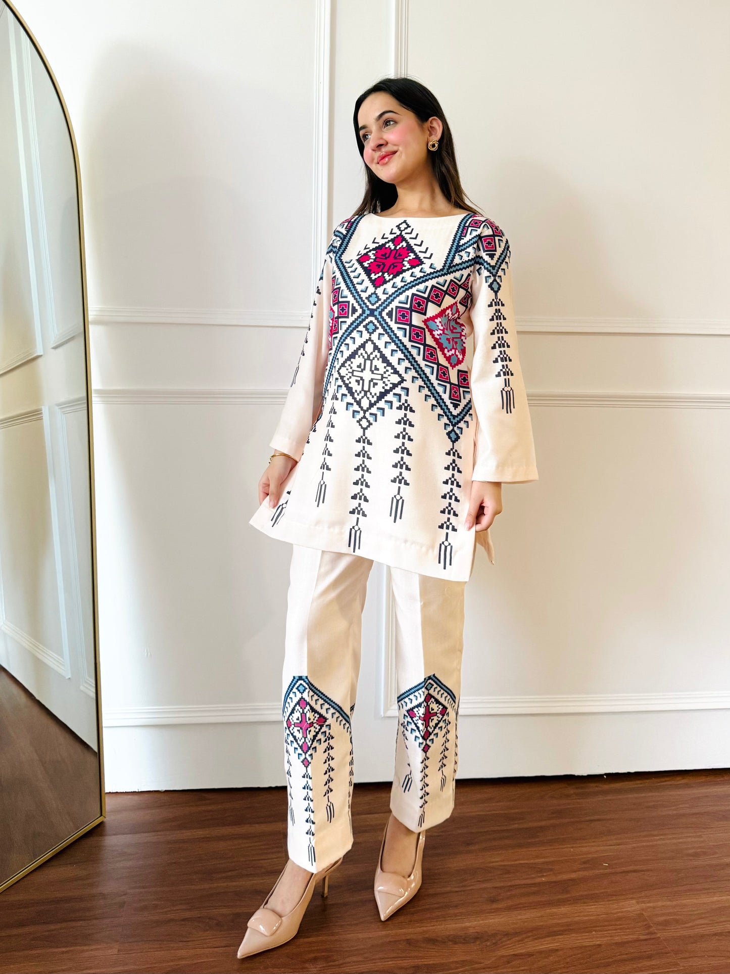 Geometric Tribal Printed Co-ord Set for Women D6304