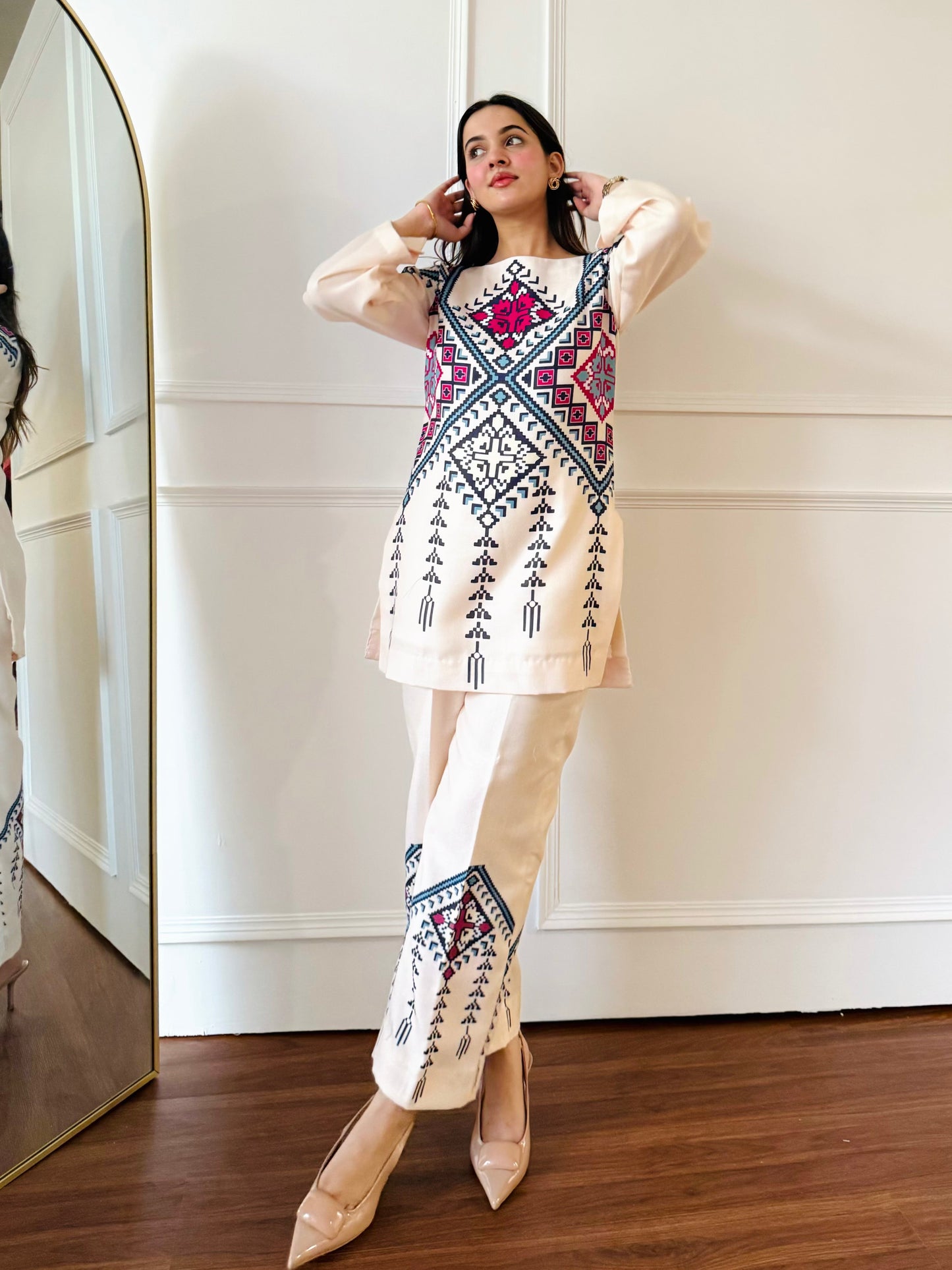 Geometric Tribal Printed Co-ord Set for Women D6304