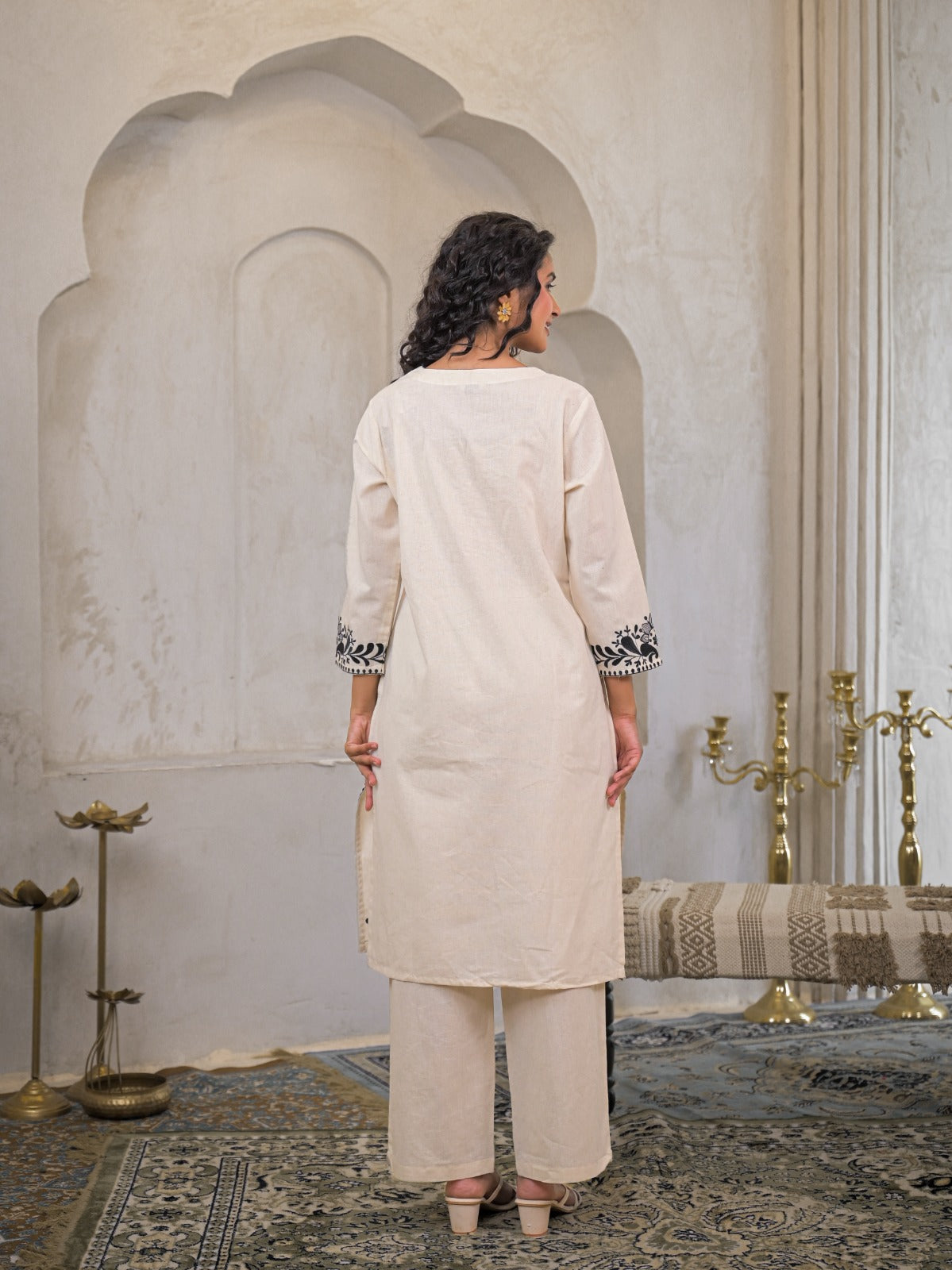 Graceful Flex Cotton Embroidered Co-ord Set – Comfort in Style D6263