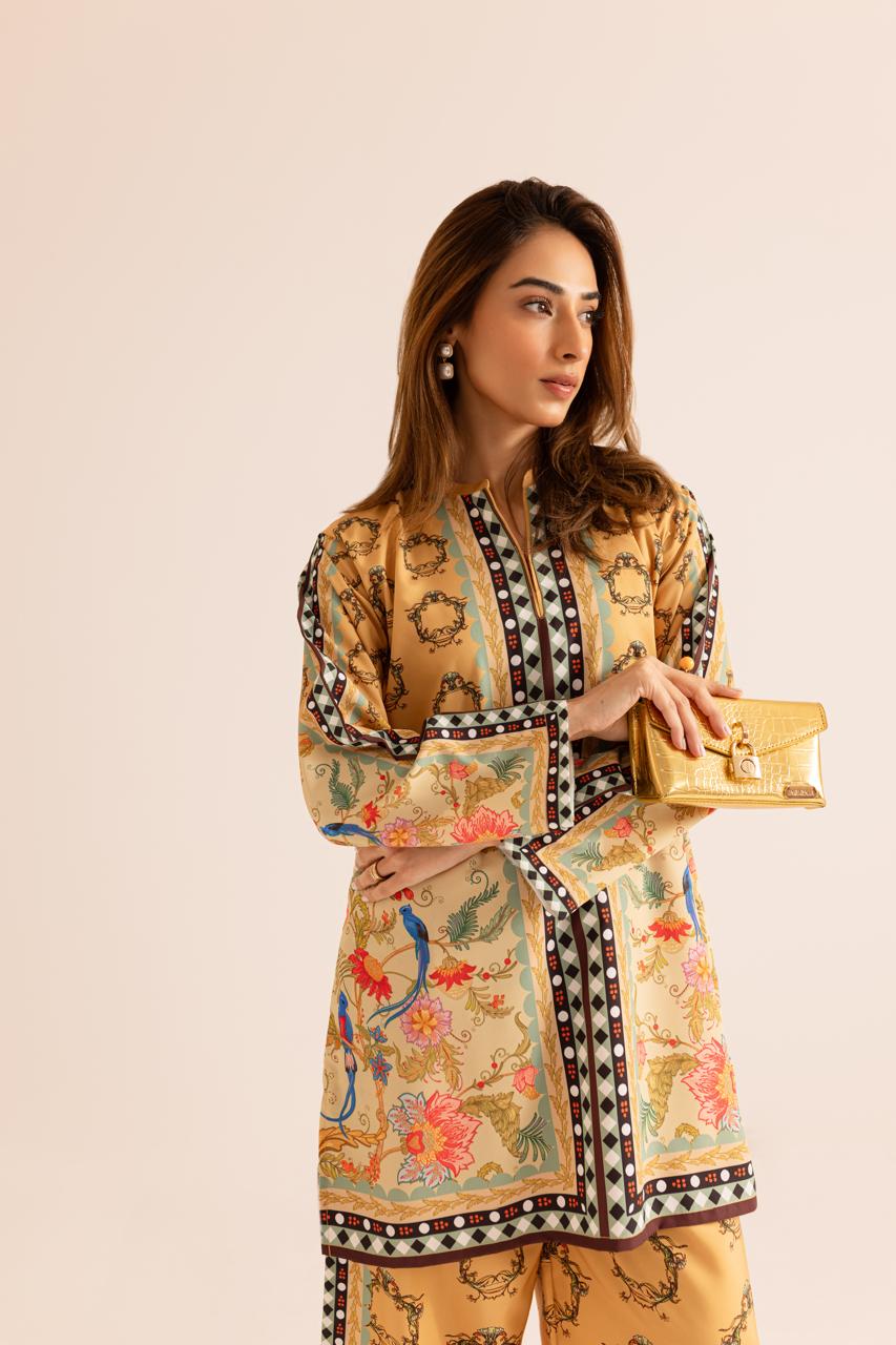 Luxurious Trendy Poly Cotton Co-ord Set – D6058