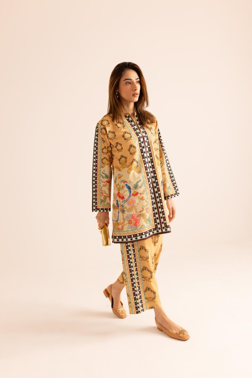 Luxurious Trendy Poly Cotton Co-ord Set – D6058