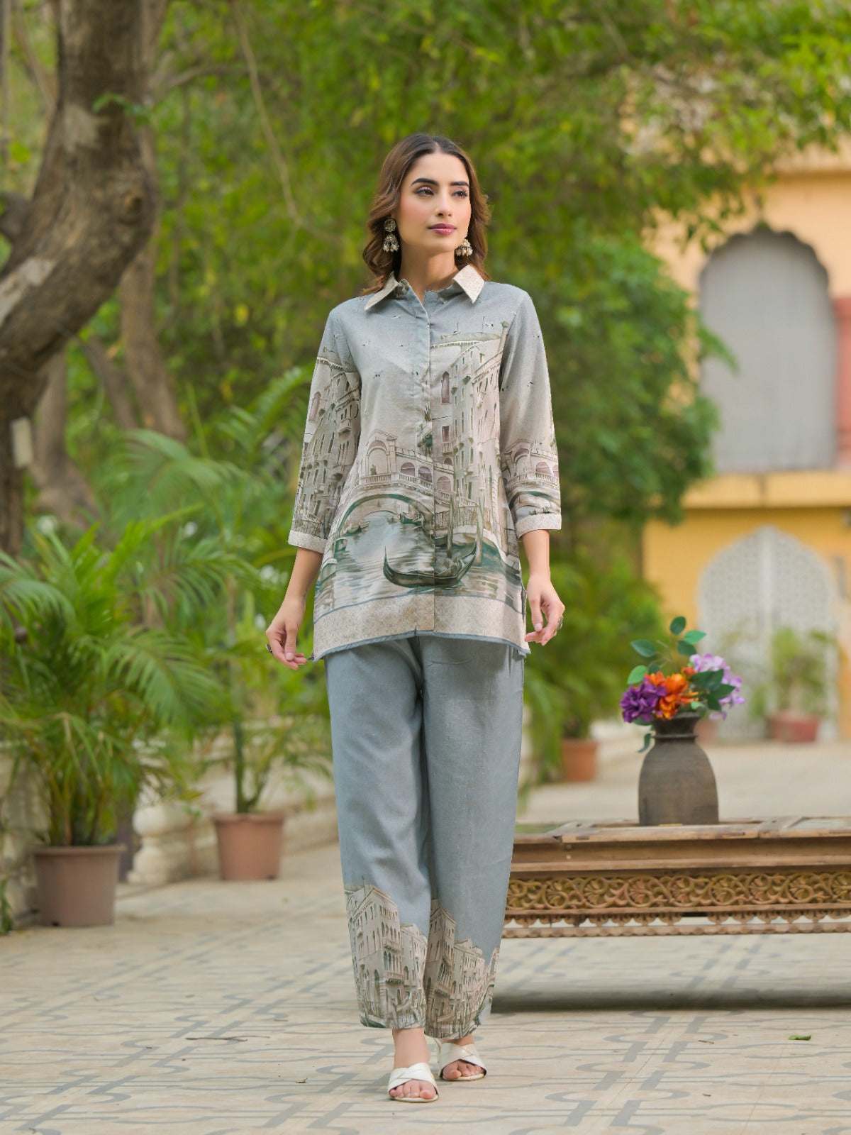 Pure Cotton Townscape Print Co-ord Set – Chic & Timeless D6256