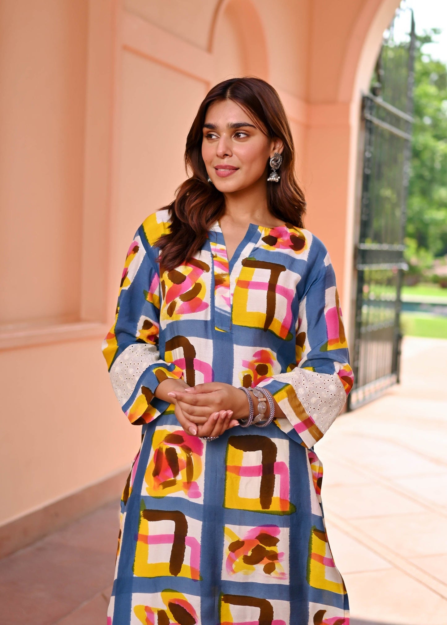 Stylish Paint Brush Printed Kurta D6115 - kharidari