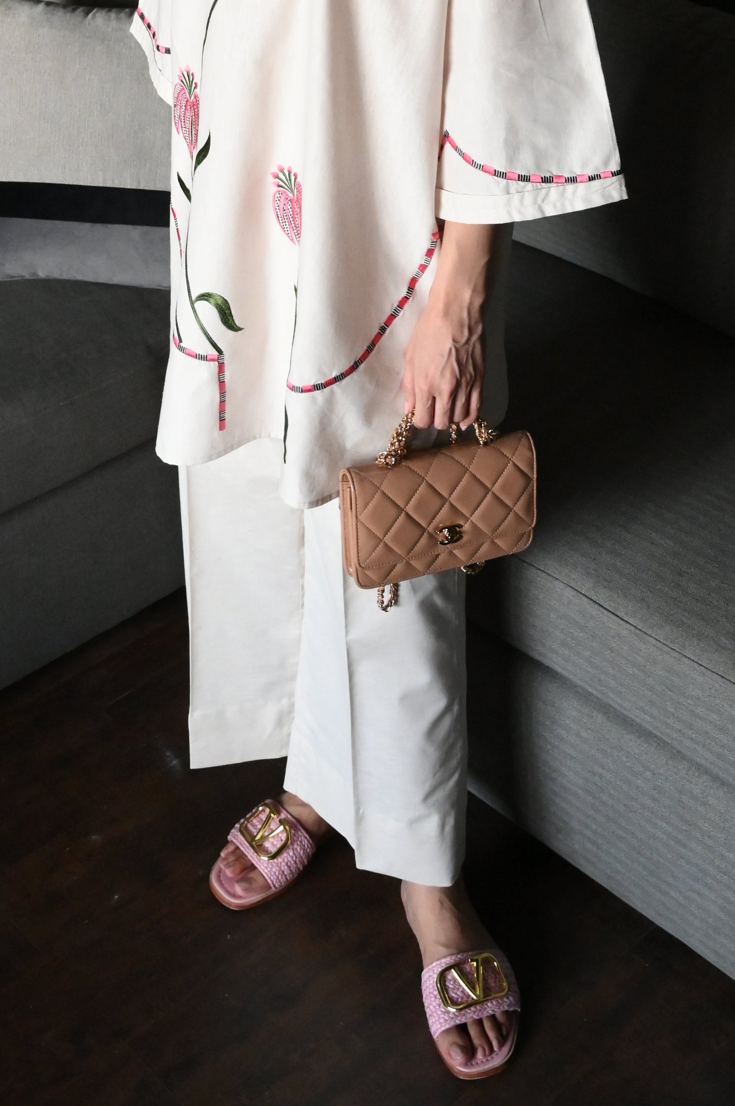 Thread Work Floral Embroidery Co-ord Set for Women D6299