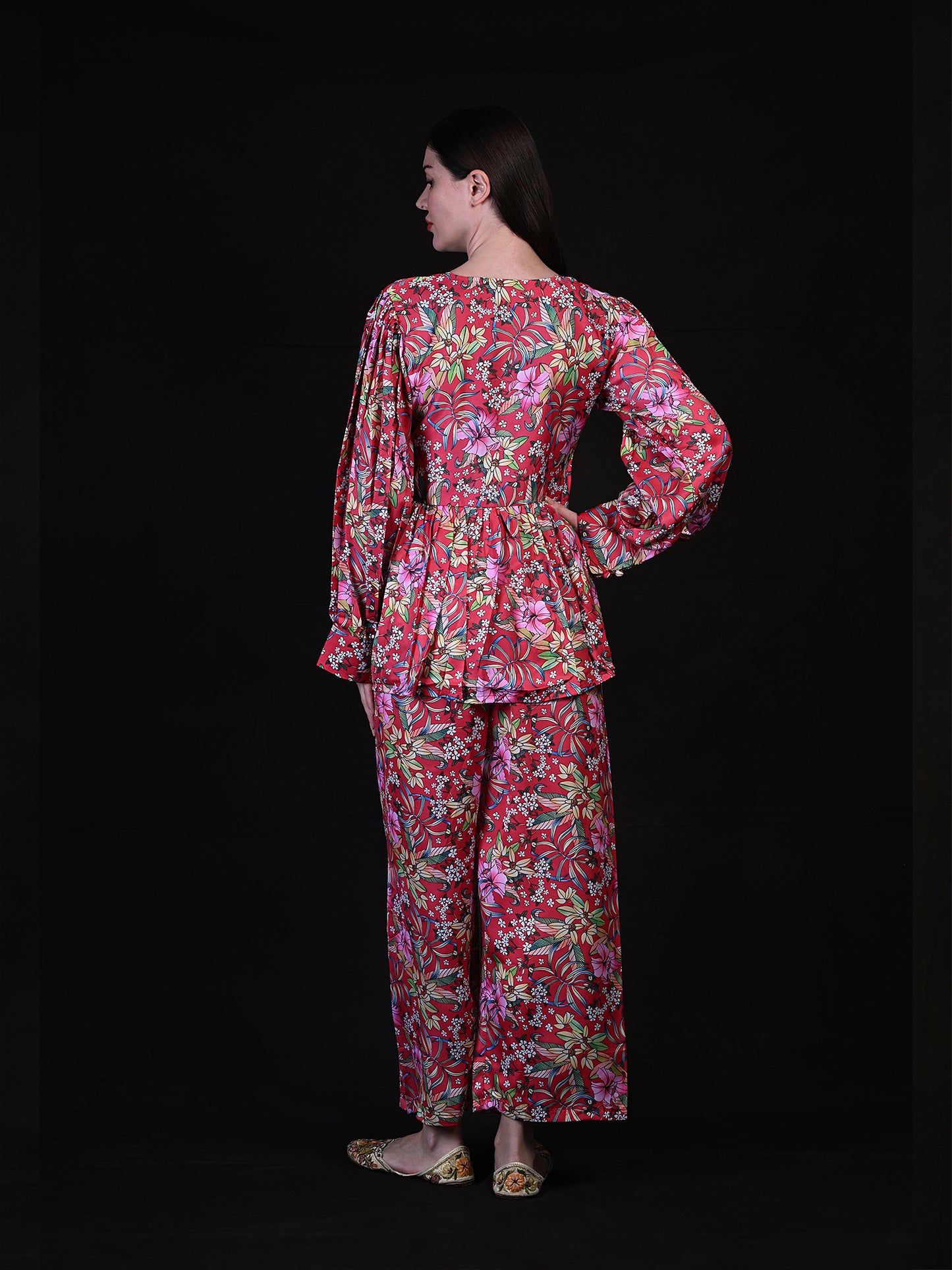 Women's Trendy Flower Printed Co-ord Set D6064