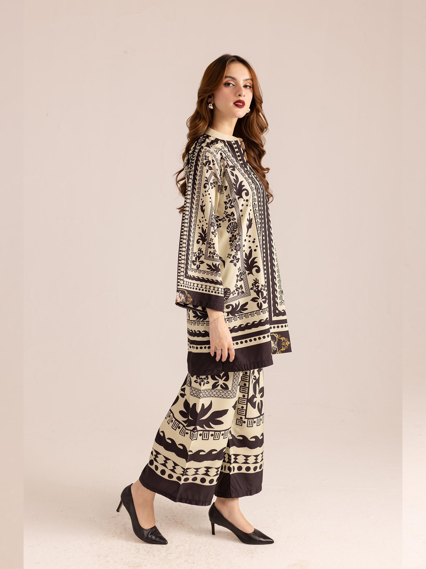 Unique Black and white Printed Co-ord Set D6071