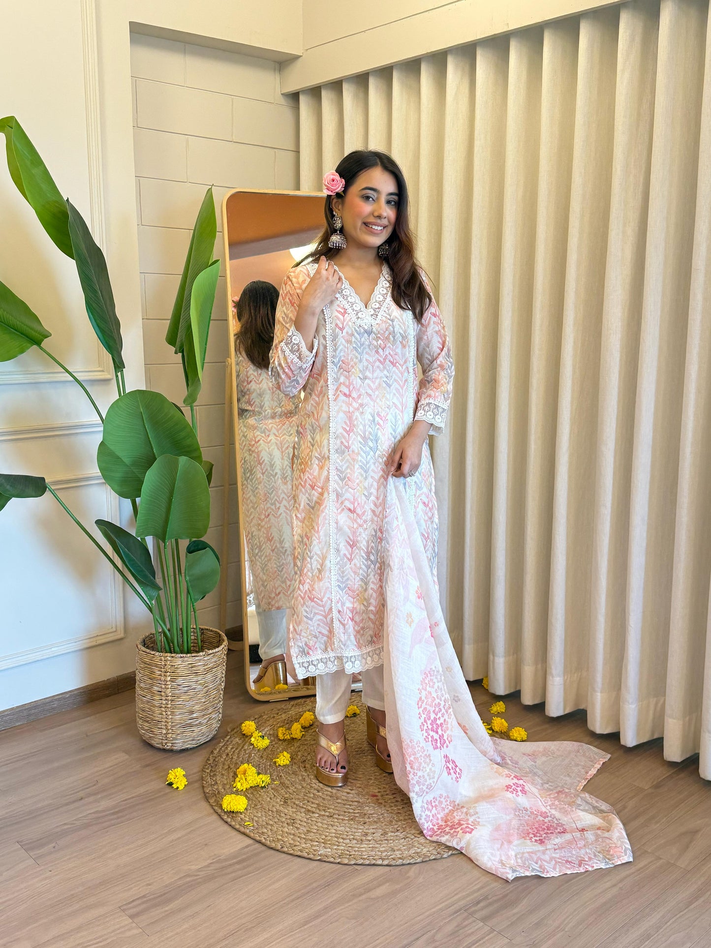 Unique Look Pure Linen Suit Set with Dupatta – D6217