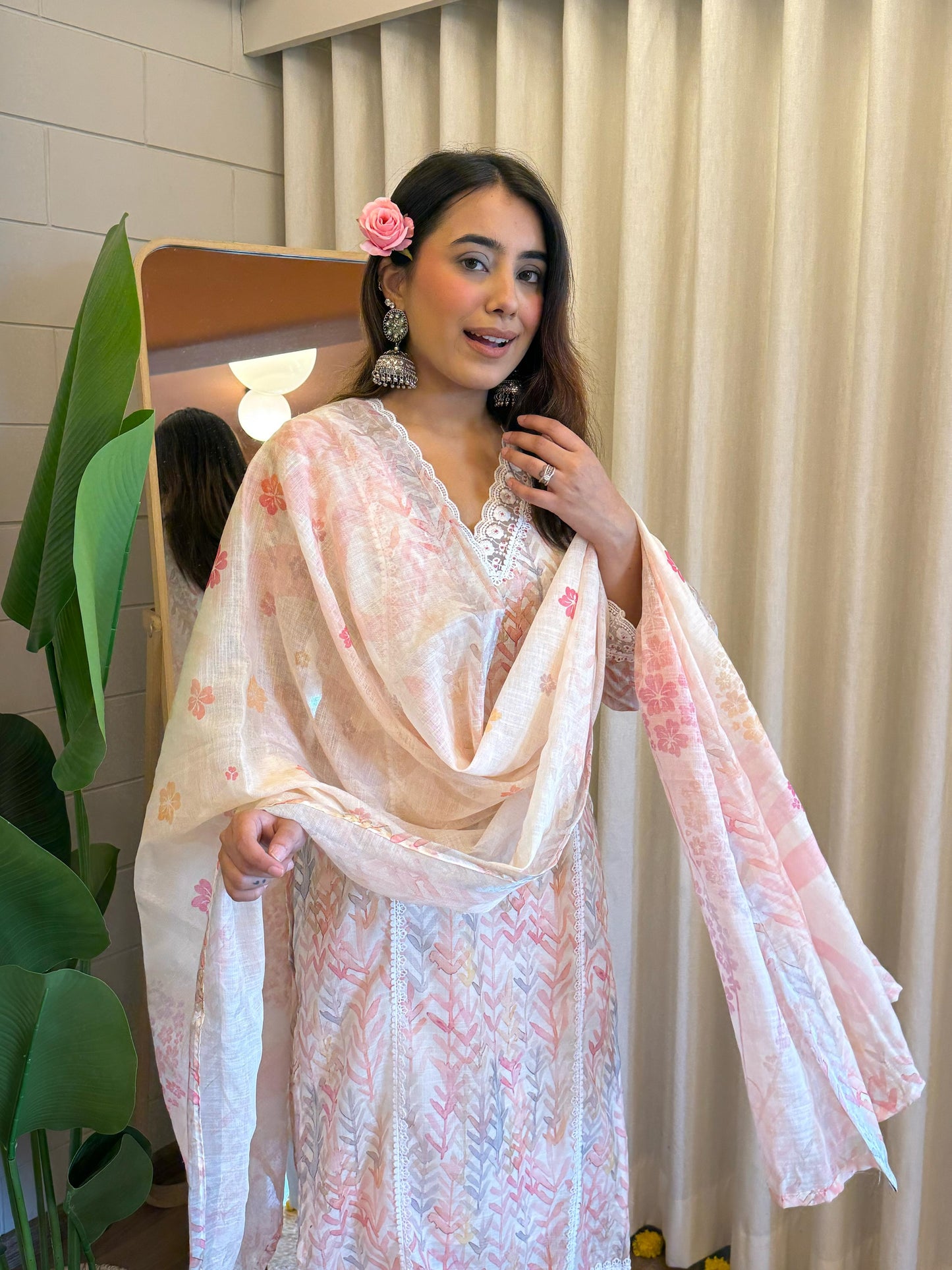 Unique Look Pure Linen Suit Set with Dupatta – D6217