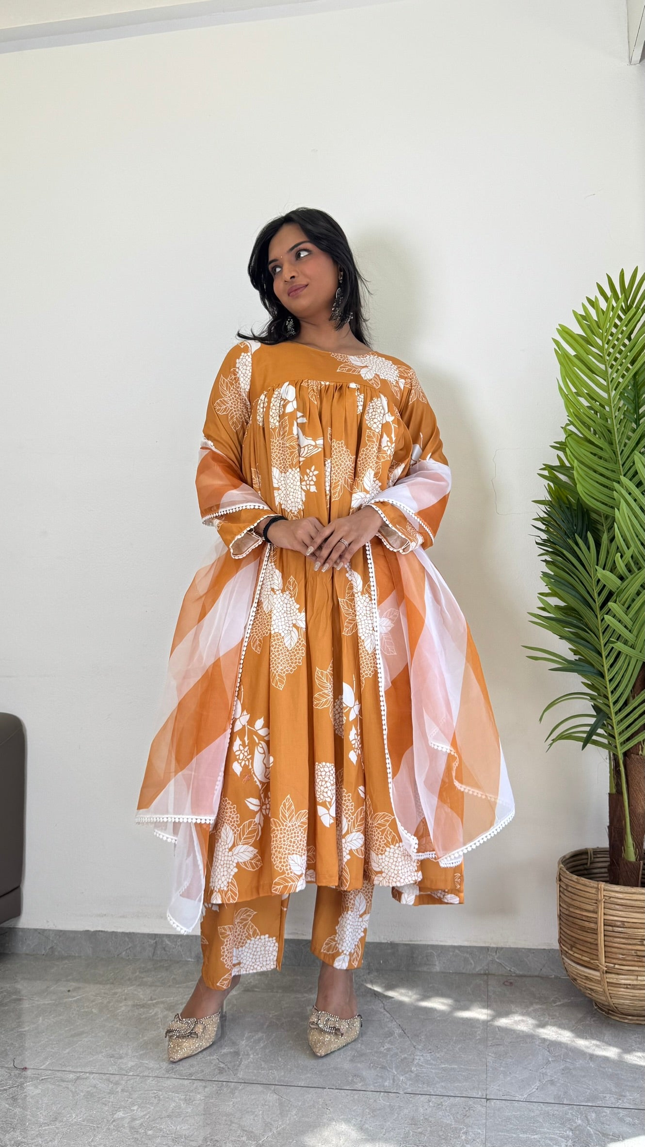 Vibrant Yellow Printed Ethnic Suit Set – D6142
