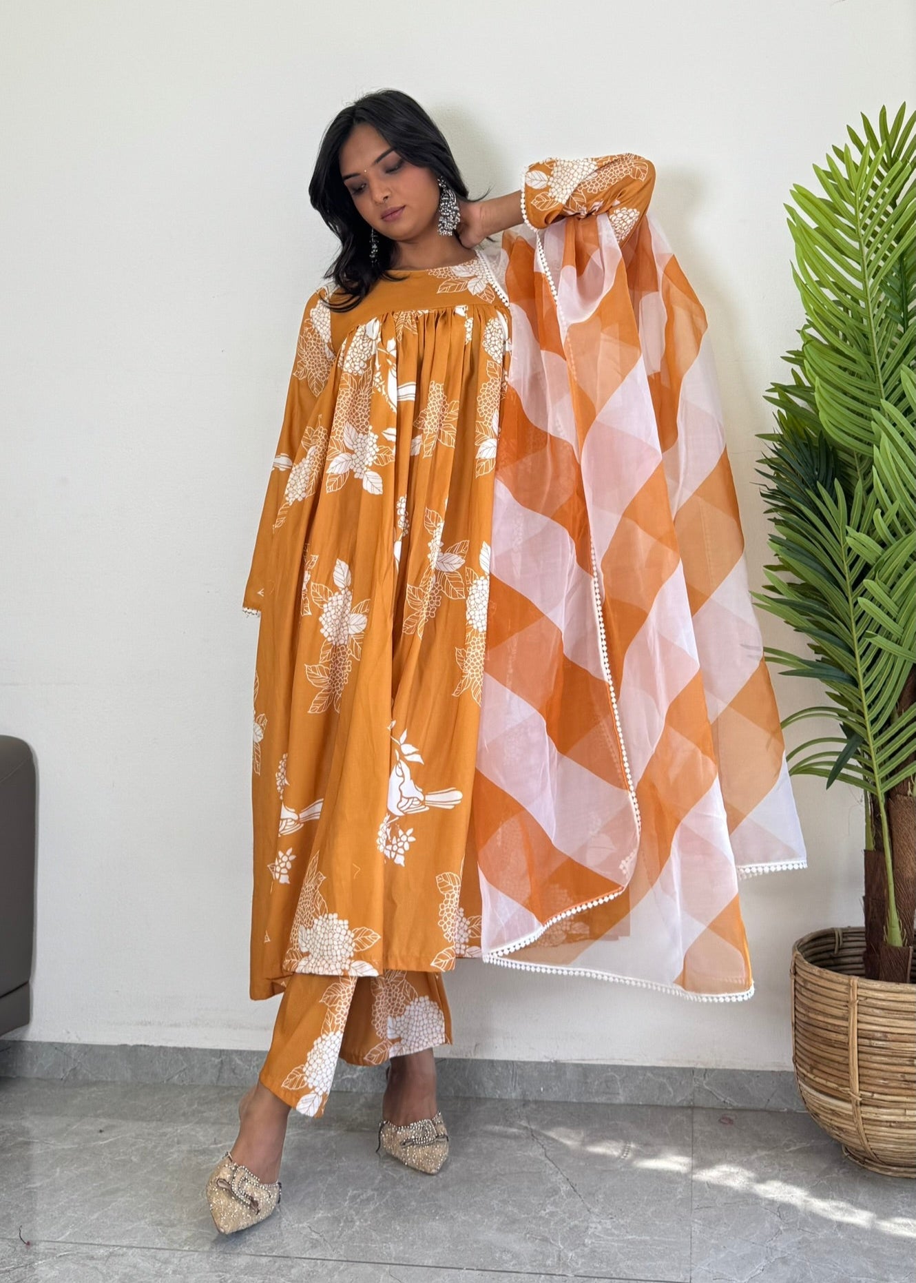 Vibrant Yellow Printed Ethnic Suit Set – D6142