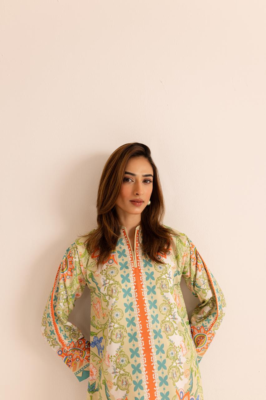 Women's Fashionable Printed Poly cotton Co-ord Set – D6043