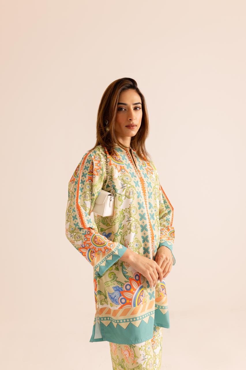 Women's Fashionable Printed Poly cotton Co-ord Set – D6043