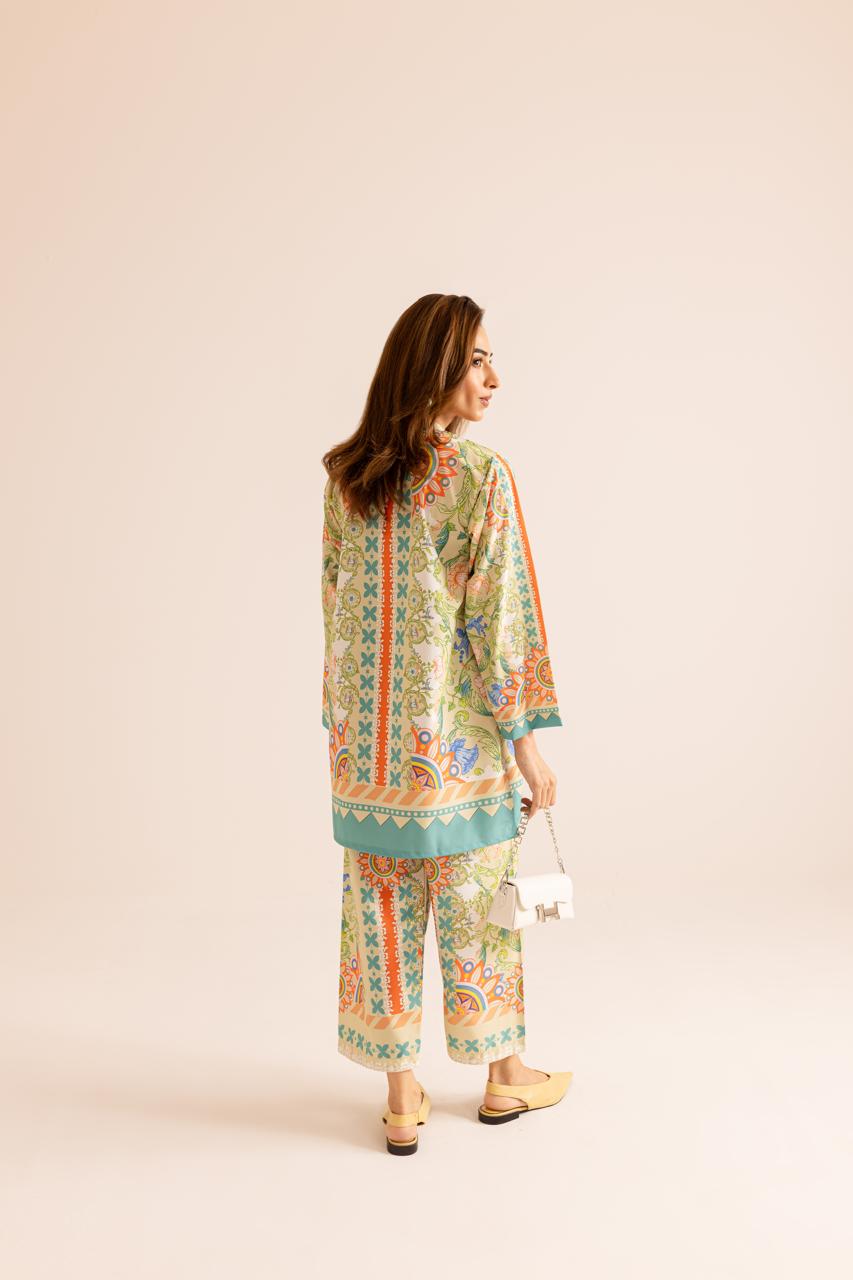 Women's Fashionable Printed Poly cotton Co-ord Set – D6043
