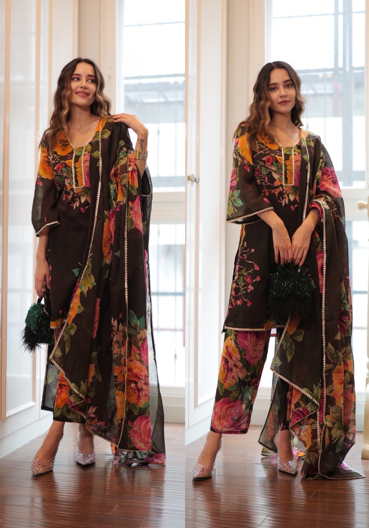Womens Floral Print Georgette Suit Set D6001