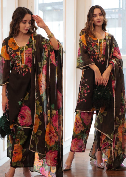 Womens Floral Print Georgette Suit Set D6001
