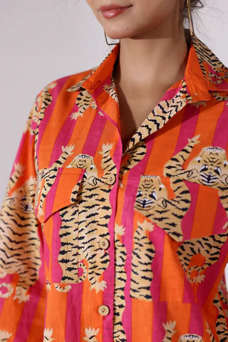 The Sleeping Tiger Cotton Coord Set D6024 - kharidari