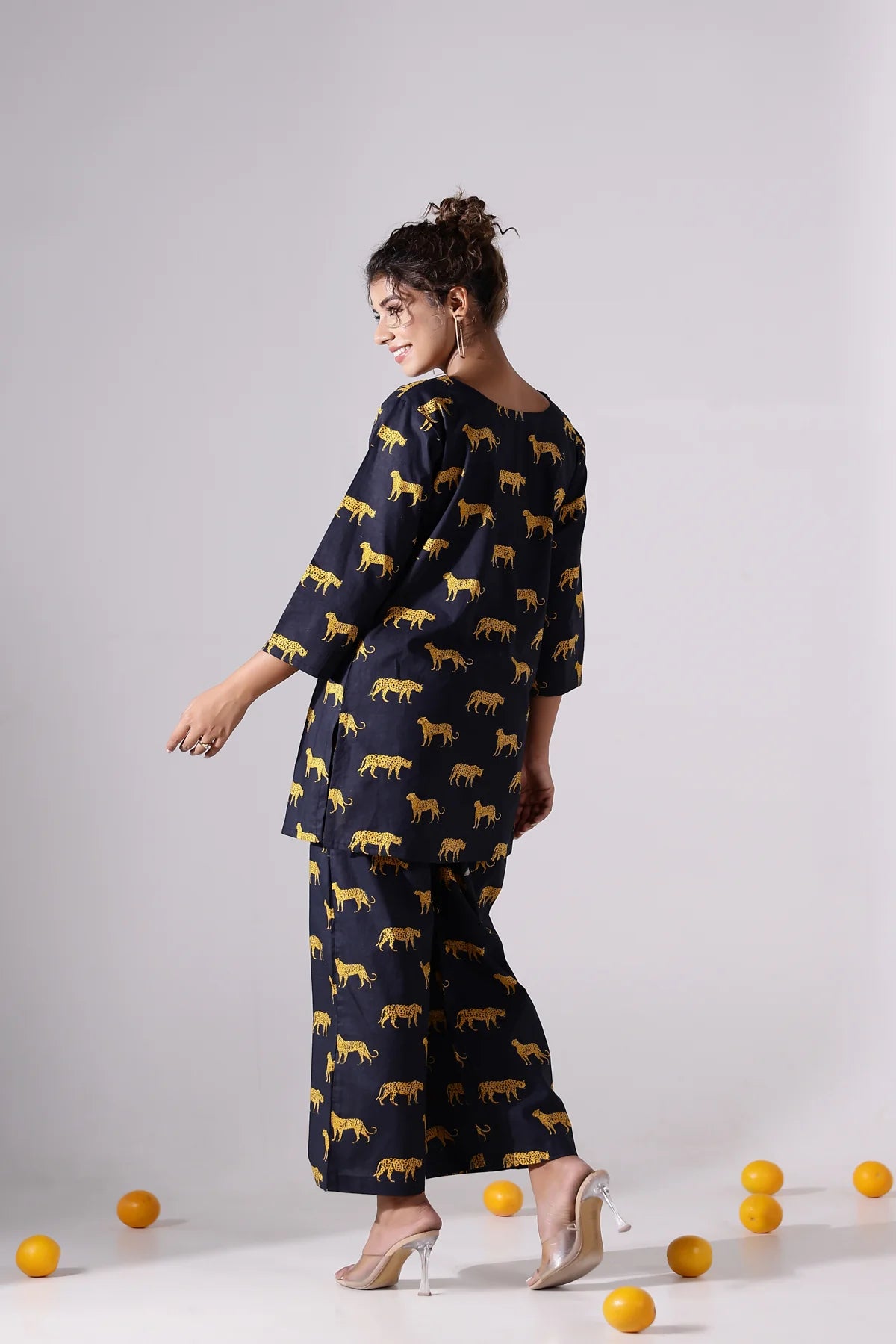 The Black Mustard Leopard Muslin Cotton Coord Set D6036