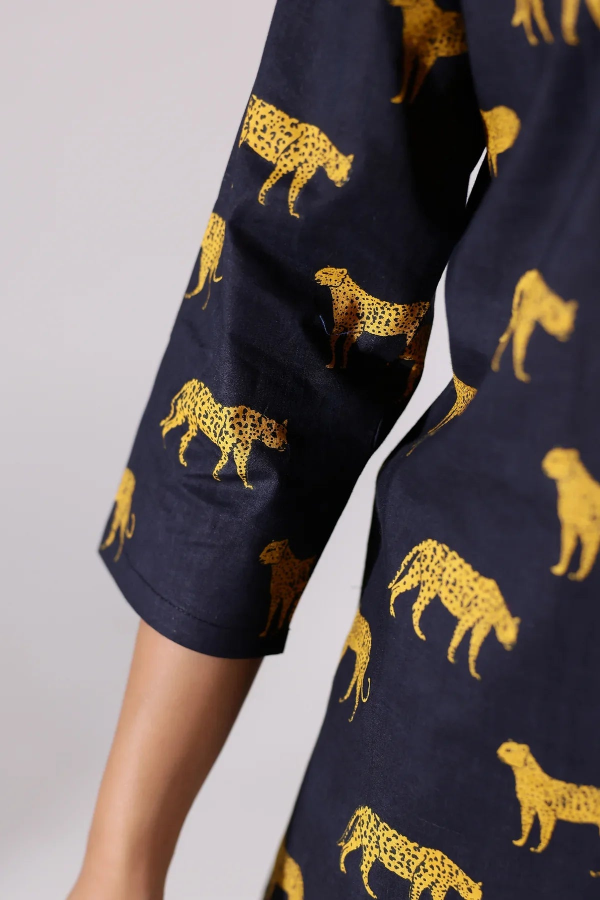 The Black Mustard Leopard Muslin Cotton Coord Set D6036 - kharidari