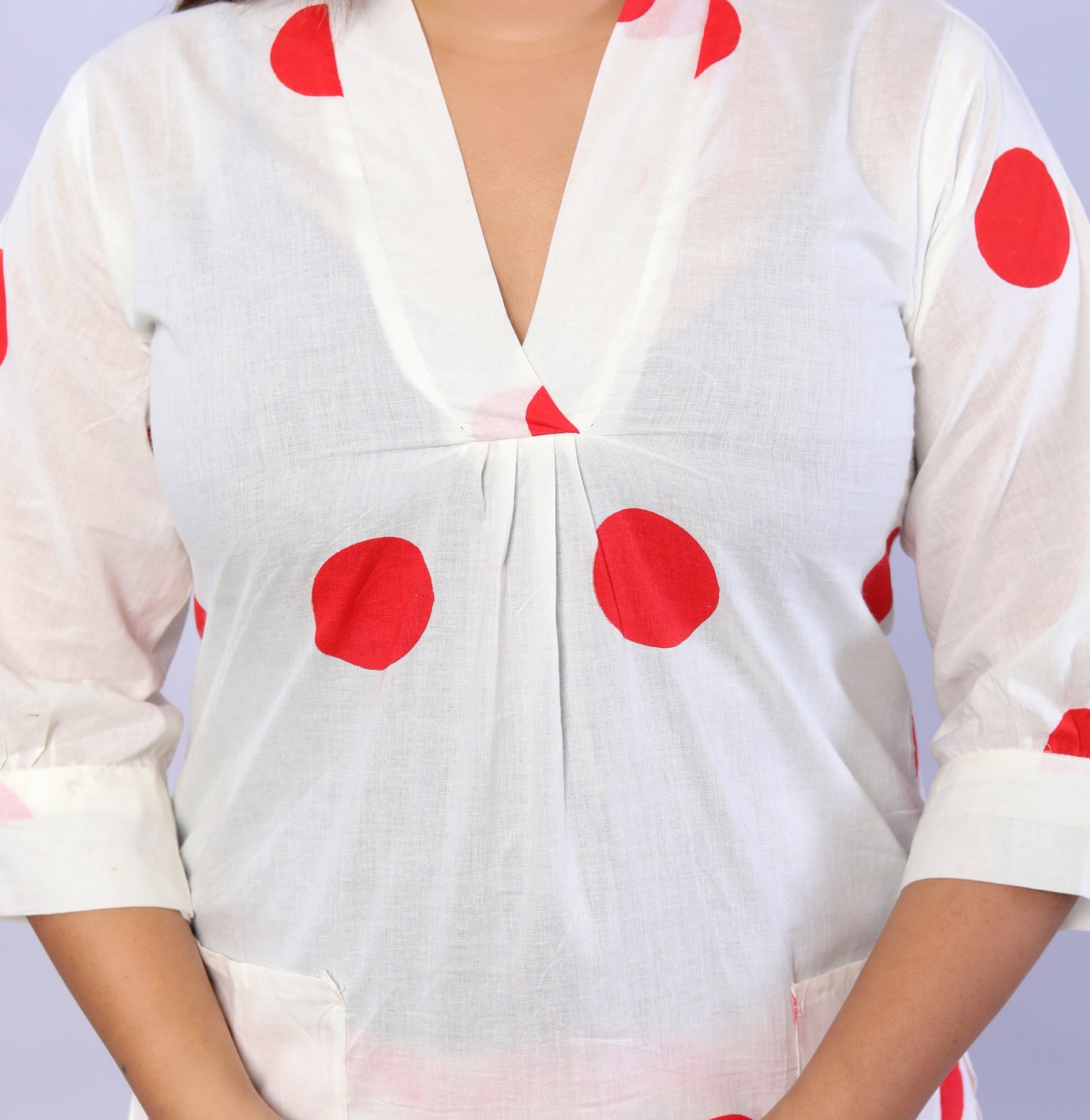 Red Polka Dots printed Cotton Co-ord Set D6042