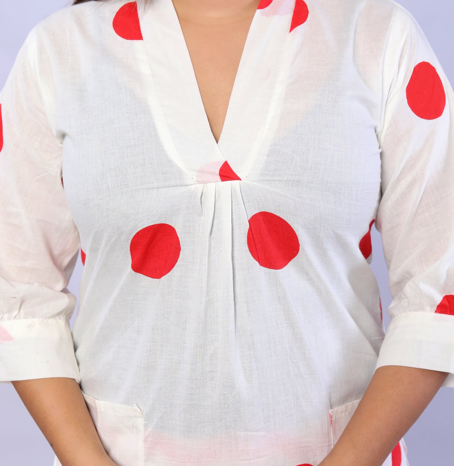 Red Polka Dots printed Cotton Co-ord Set D6042 - kharidari