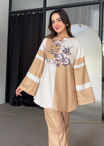 Pastel Two Tone Winter Co-ord Set D6107 - kharidari