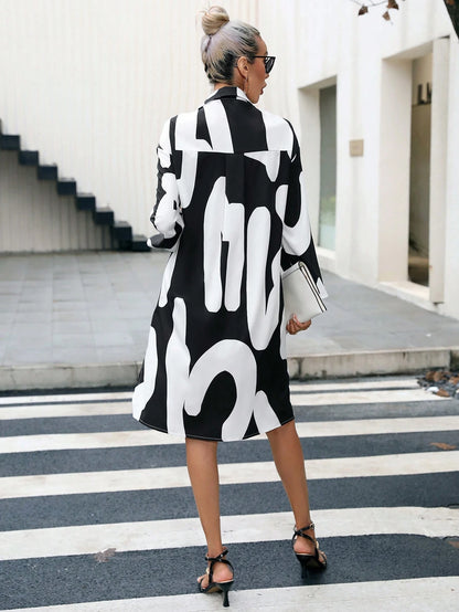 Allover Print  Printed One Piece Shirt Dress D1905