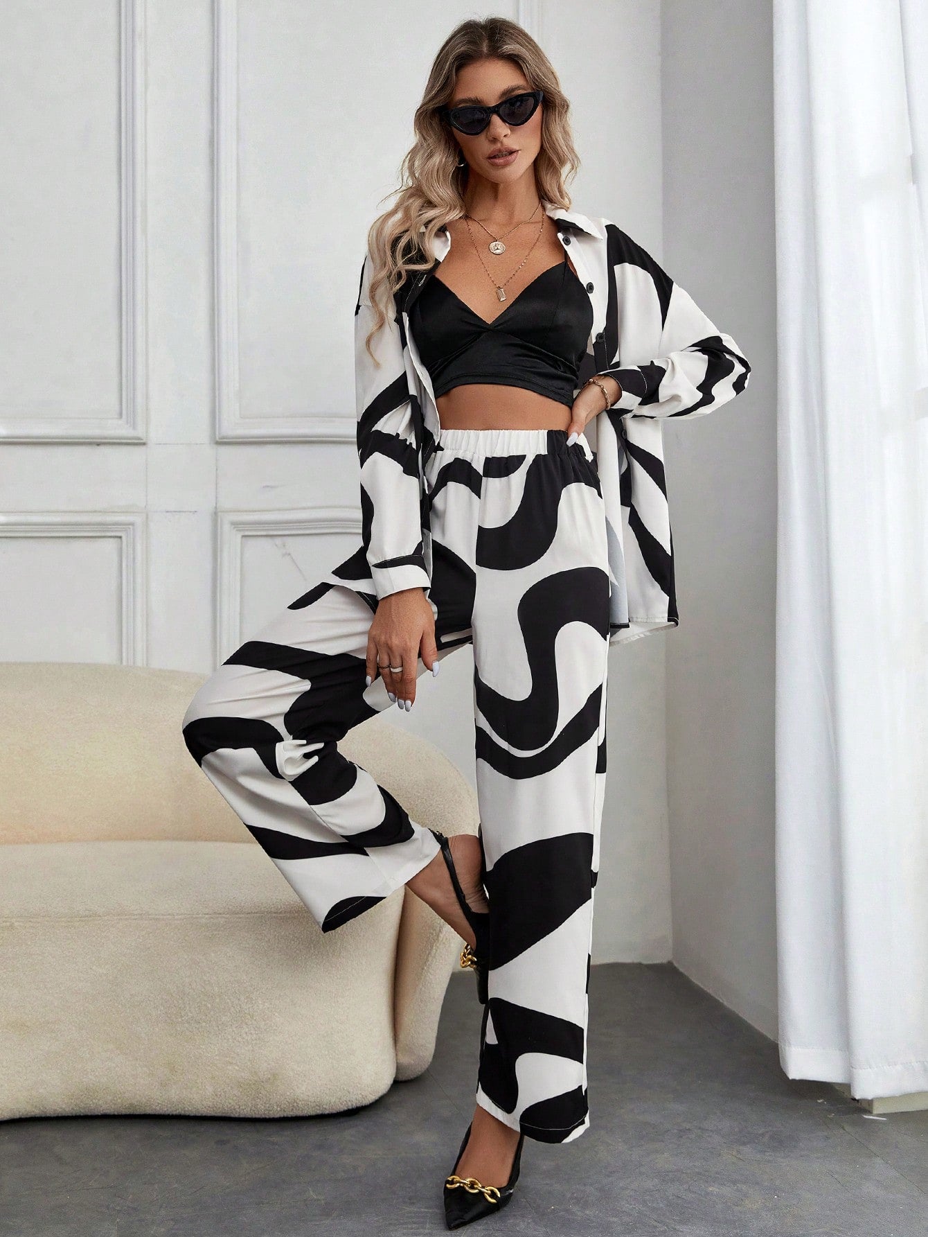 Beautiful Graphic Print Shirt And Pants Co-Ord VT-01149