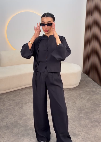 All-Black Modern Rayon Co-ord Set D6319