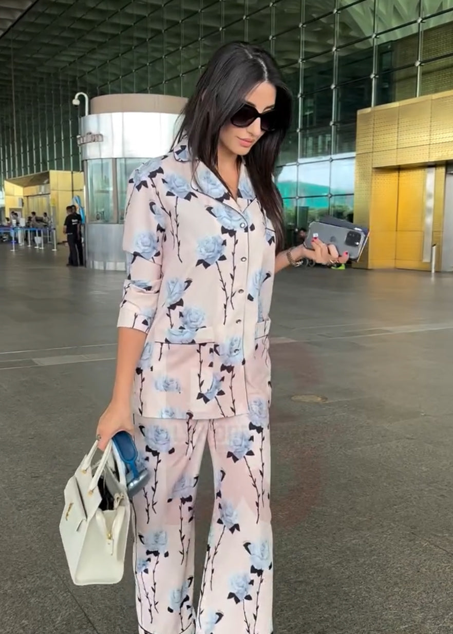 Trendy Celebrity Style Muslin Cotton Co-ord Set D6327 - Kharidari