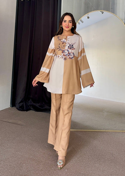 Pastel Two Tone Winter Co-ord Set D6107 - kharidari