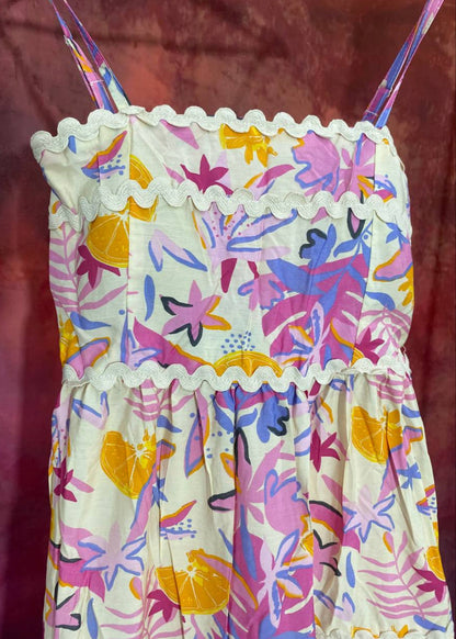 Unique Pink Flower Printed cotton One Piece Dress D6135 - kharidari