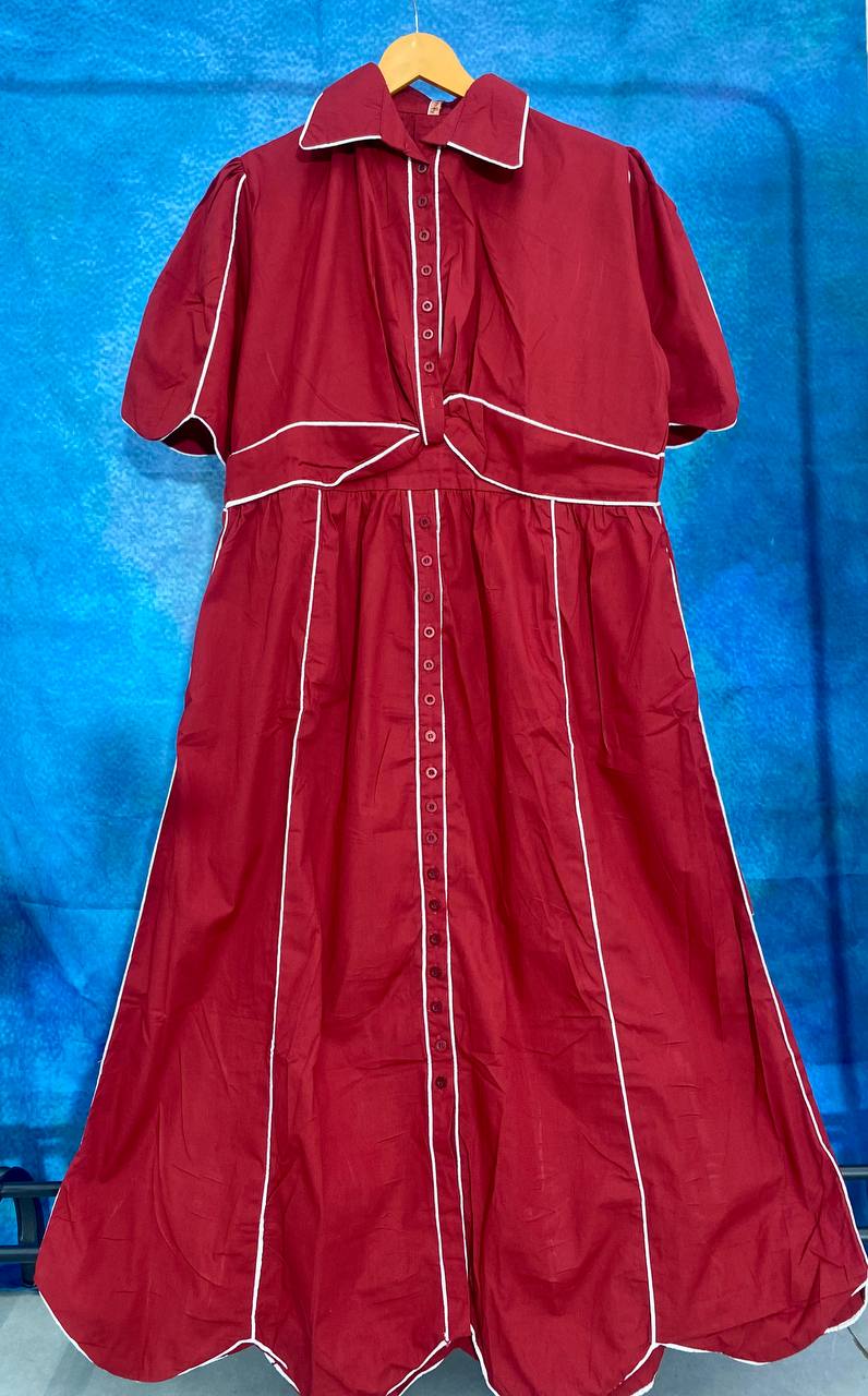 Premium Look Cotton One Piece Dress D6139 - kharidari