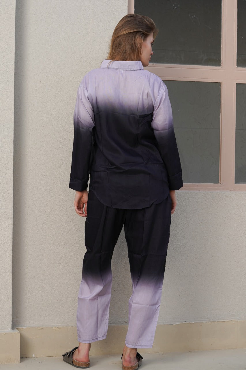 Women’s Stunning Two Shaded Shirt & Pant  Co-Ord Set D01140 - kharidari